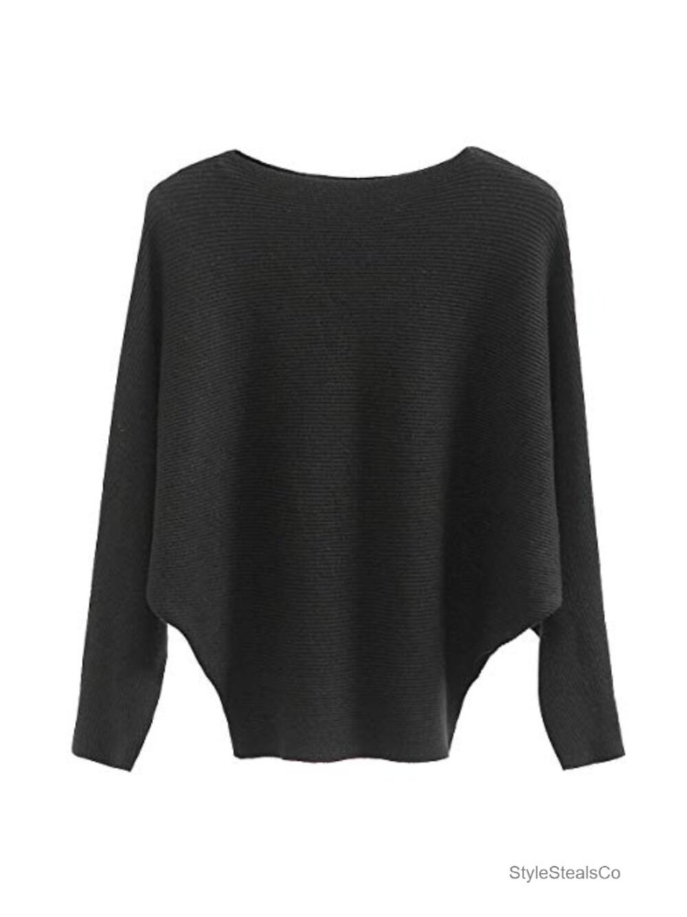 Oversized Batwing Sleeve Boat Neck Knit Pullover Sweater
